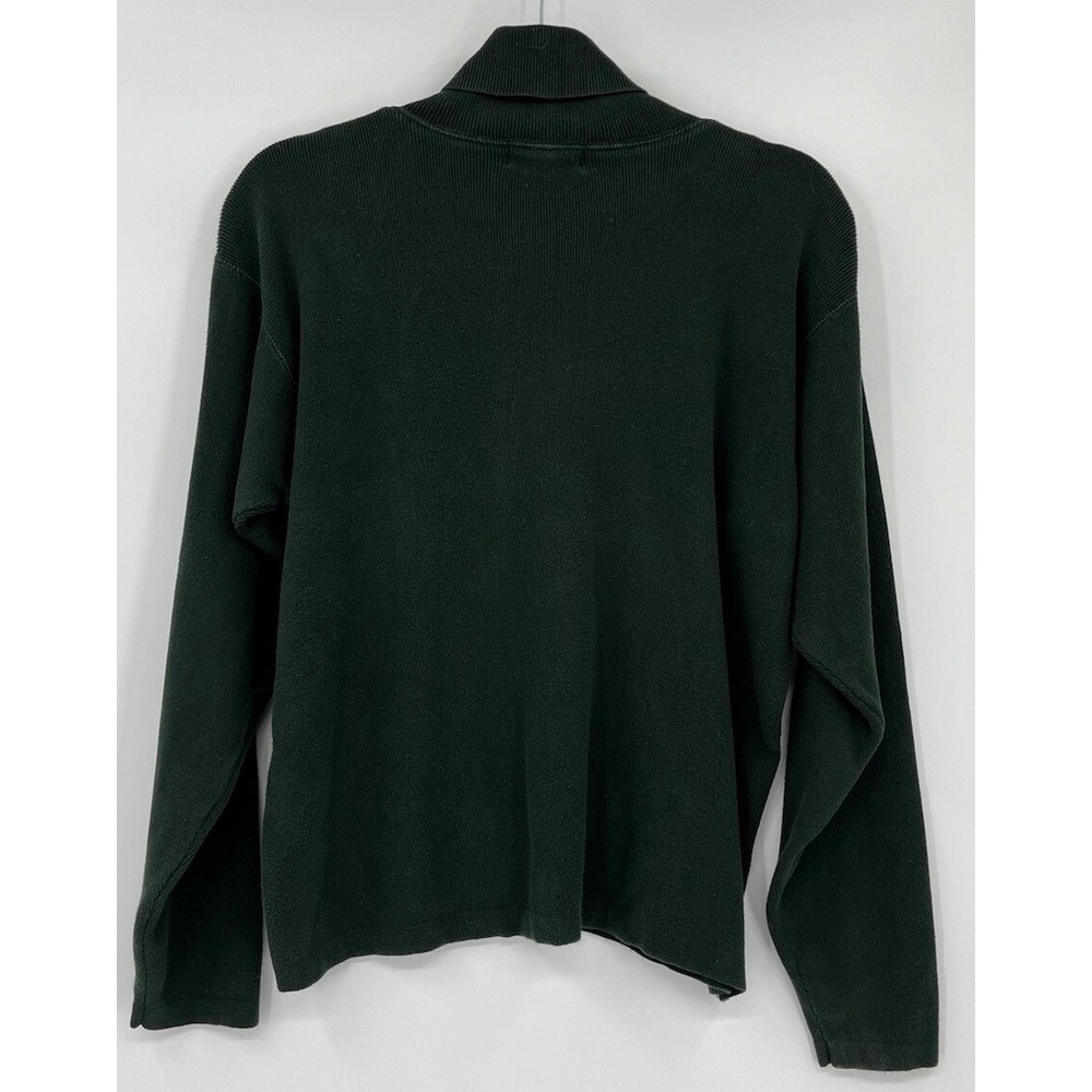 Vintage LL Bean Women's Cotton Sweater Size Medium Hunter Green - Picture 6 of 8